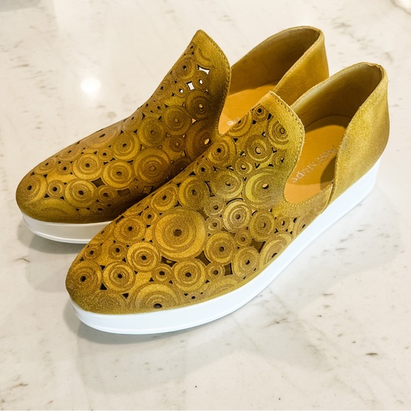 NEW! Antelope Leather Slip on Shoes in Golden Yellow - Picture 6 of 7